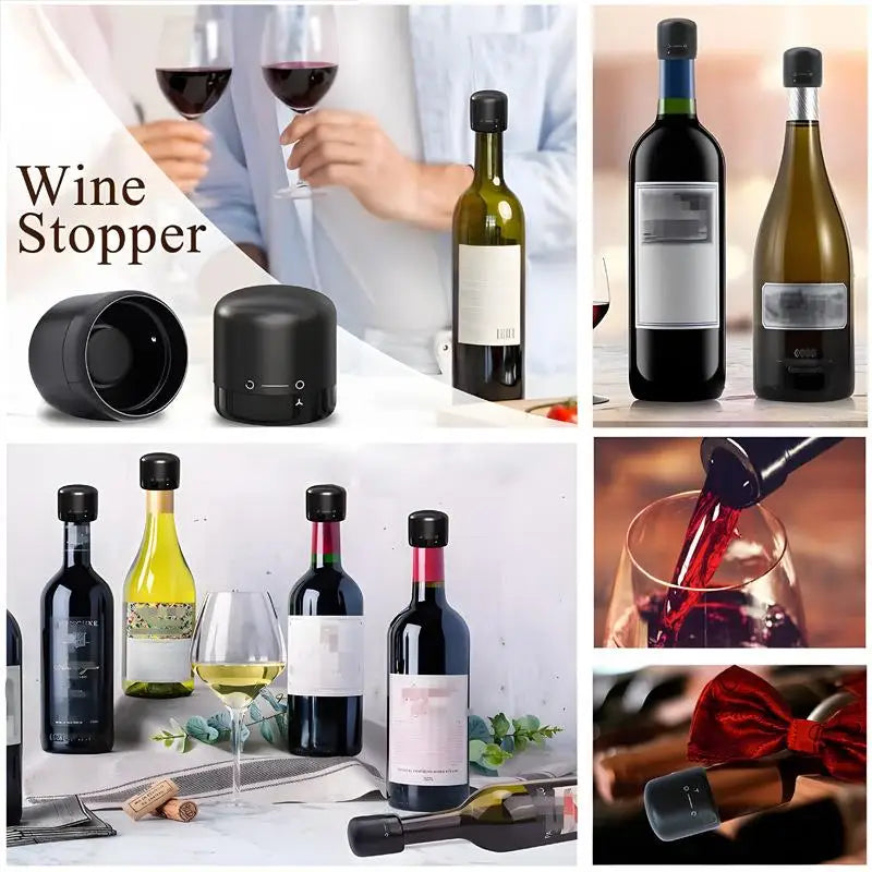 Set of four reusable silicone wine stoppers for champagne bottles by FanzyMarket, designed to preserve wine freshness.