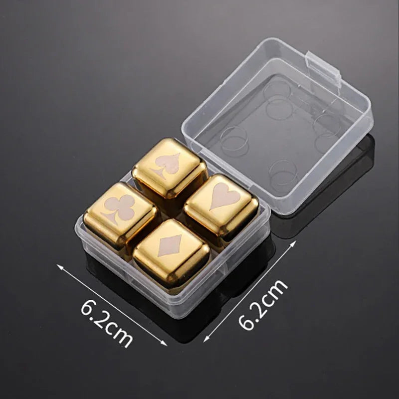 FanzyMarket stainless steel reusable whiskey stones with storage tray, quick-freeze ice cubes for whiskey, wine, and beer.