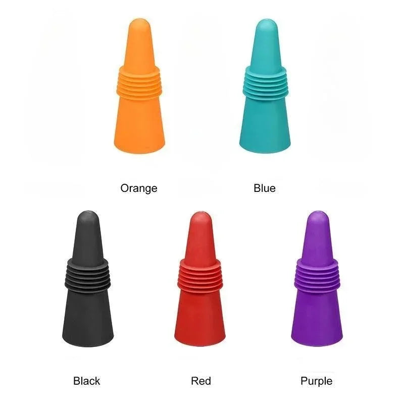 Green reusable silicone wine bottle stopper by FanzyMarket sealing champagne and beverages, leakproof and easy to insert.