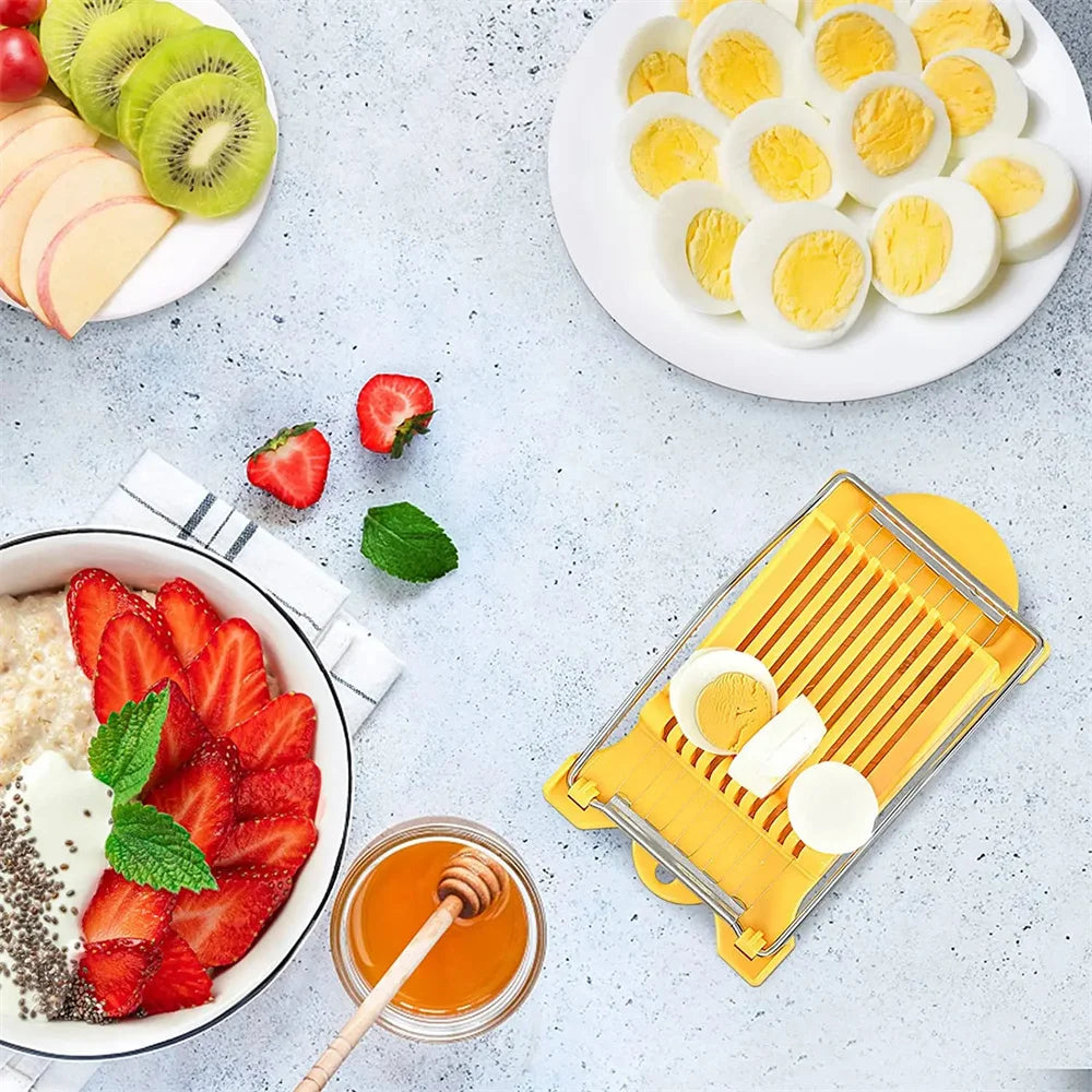 FanzyMarket stainless steel luncheon meat and egg cutter with multi-function banana, cheese, and strawberry slicer for kitchen use.