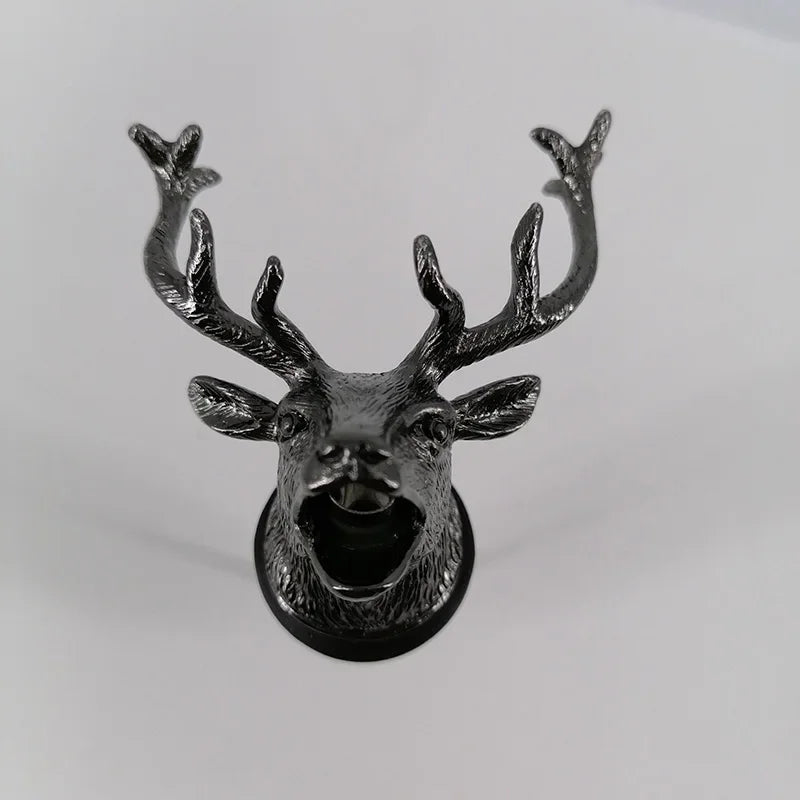 Zinc alloy animal head wine pourer featuring deer, elk, lion, leopard, wolf, eagle, and dragon designs for decorative bottle pouring.