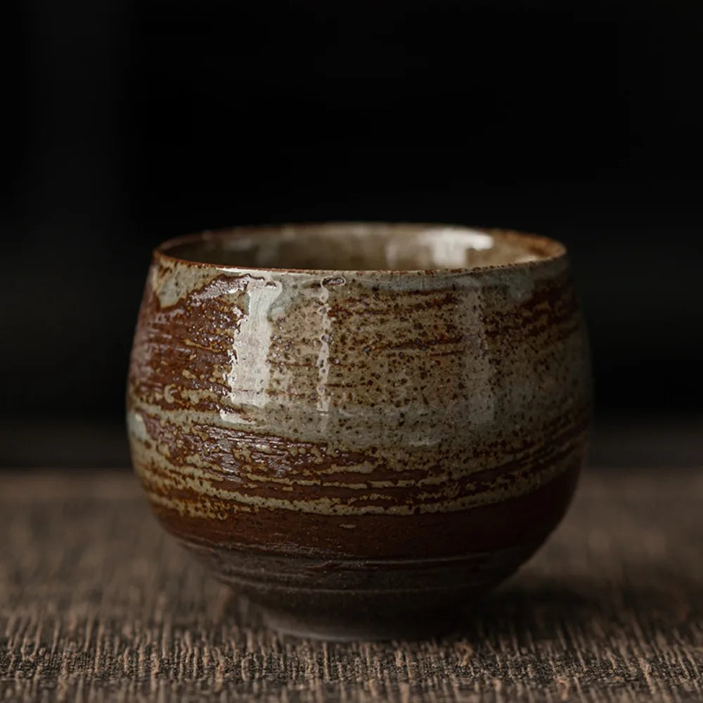 FanzyMarket stoneware teacup, 80ml ceramic small espresso cup with 6.2 x 5 cm dimensions, ideal for tea or espresso.