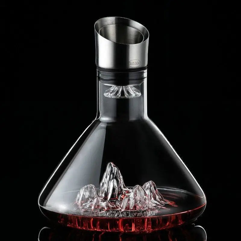 FanzyMarket 1.5L handmade lead-free crystal whisky and wine decanter with pourer, thickened bar dispenser, transparent design