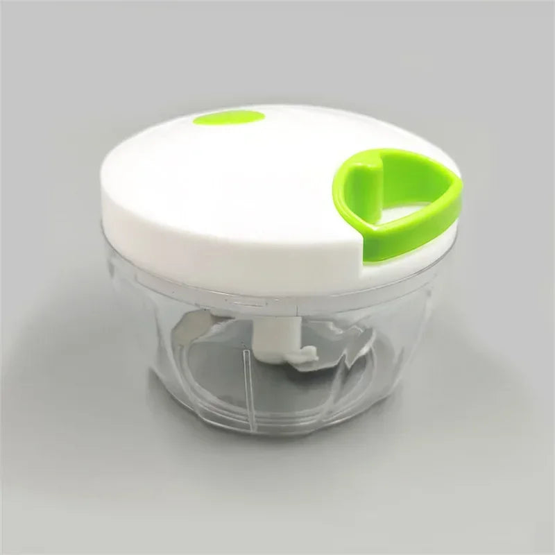 FanzyMarket manual rope-pull food chopper with 500ml capacity, ideal for garlic, vegetables, and meat mincing.
