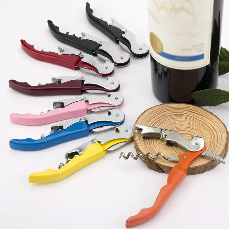 FanzyMarket double fulcrum seahorse wine corkscrew and bottle opener made of stainless steel for wine and beer bottles.