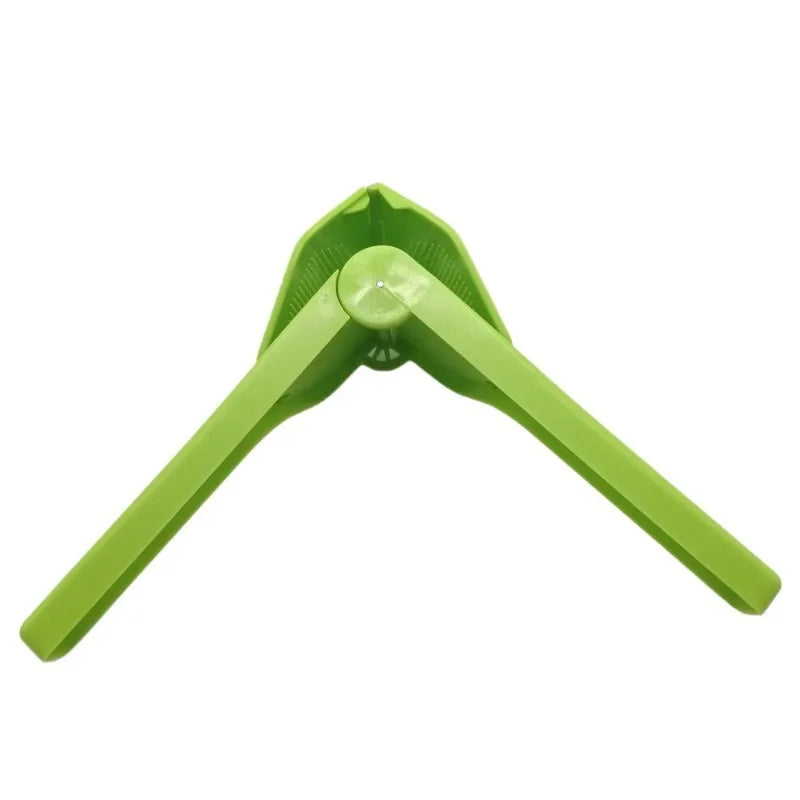 FanzyMarket manual lemon squeezer handheld citrus press for lemons, limes, and oranges, ergonomic kitchen juicer in yellow.