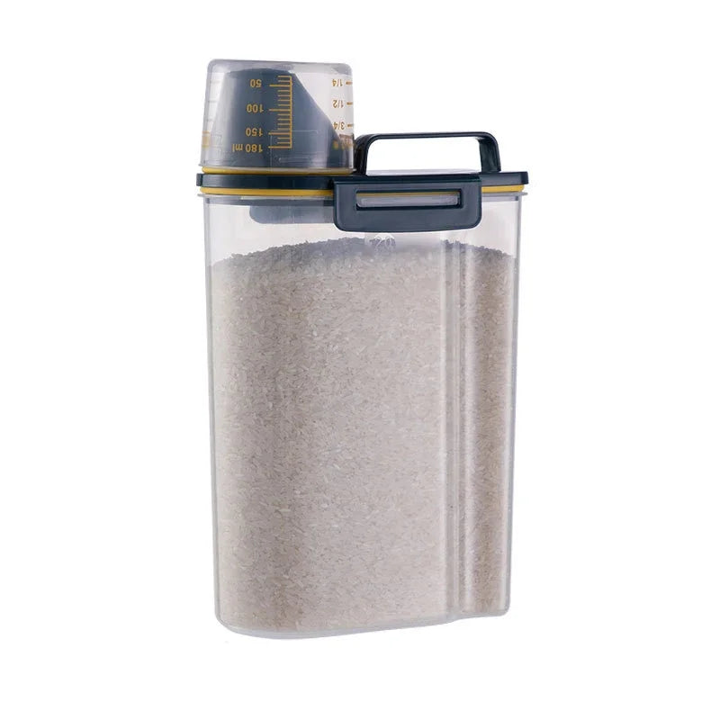 Large white FanzyMarket pet food storage container with airtight seal, durable, easy-clean, non-slip design for dogs and cats.