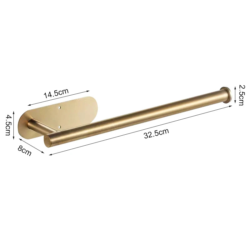 Stainless steel no-drill wall-mount paper towel and toilet roll holder by FanzyMarket, adhesive mount for home organization.