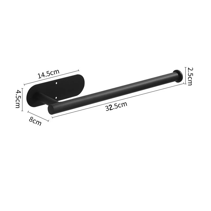 FanzyMarket stainless steel no-drill wall mount paper towel and toilet roll holder, adhesive-mounted for kitchen or bathroom organization.