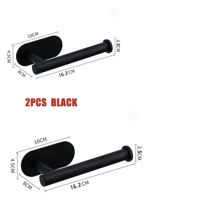 Stainless steel no-drill wall-mount paper towel and toilet roll holder by FanzyMarket, adhesive mount for kitchen or bathroom.