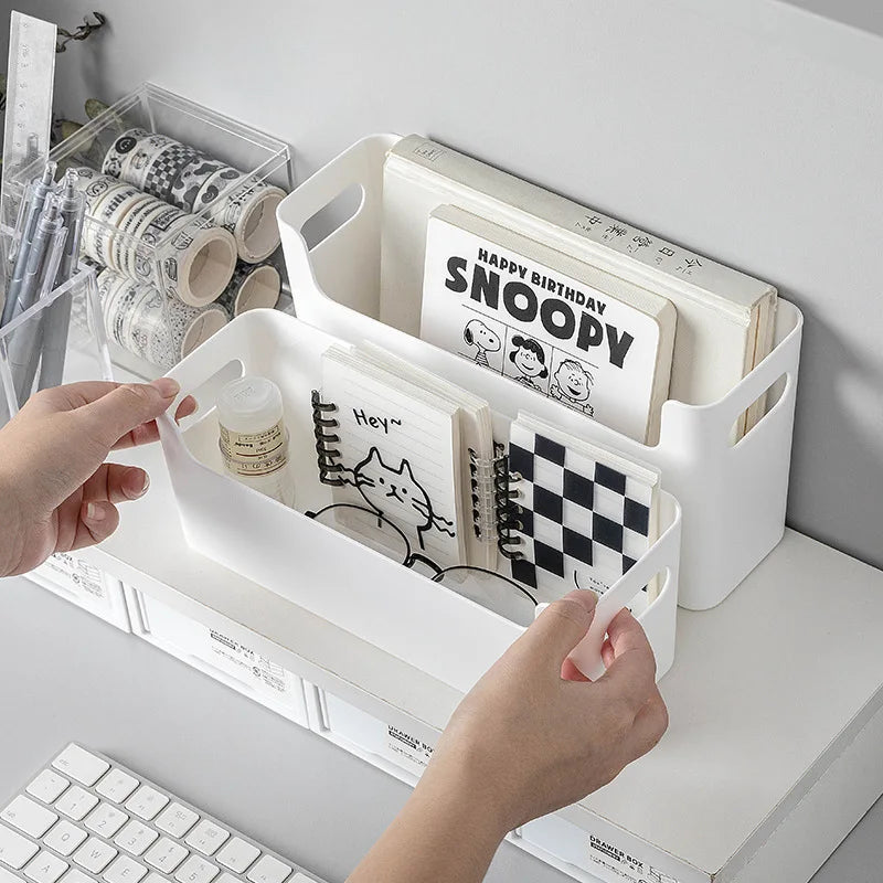 FanzyMarket handle storage baskets made of durable PP plastic, ideal for home, bathroom, or closet organization.