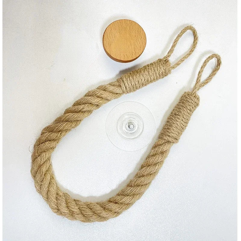 FanzyMarket nail-free rope paper towel and toilet roll holder mounted on wall, with towel rack and tissue hook in home organization.