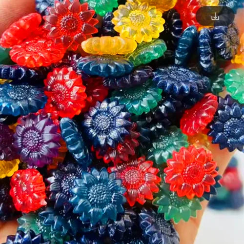 Translucent sunflower sealing wax beads by FanzyMarket, 100-piece set for DIY envelope seals, invitations, cards, and scrapbooking.