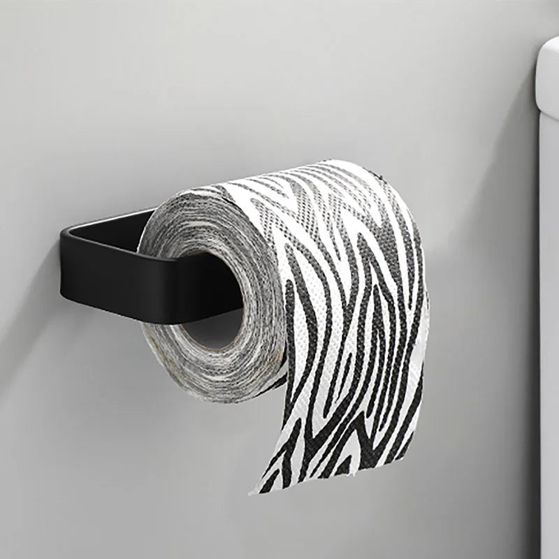 White wall-mount adhesive paper towel and toilet roll holder by FanzyMarket for kitchen and bathroom cabinet storage.