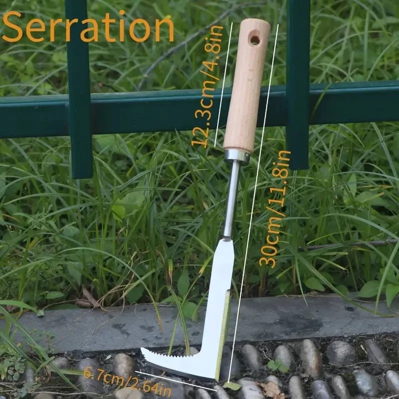 FanzyMarket L-shaped handheld garden weeder puller for bonsai and plants, manual weed extractor tool for home gardening.