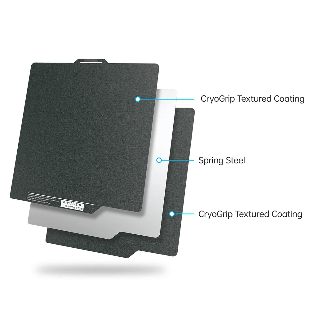 FanzyMarket Panda CryoGrip Pro double-sided spring steel build plate with no-clog coating for 3D printers, 256x256mm Glacier Panda design.