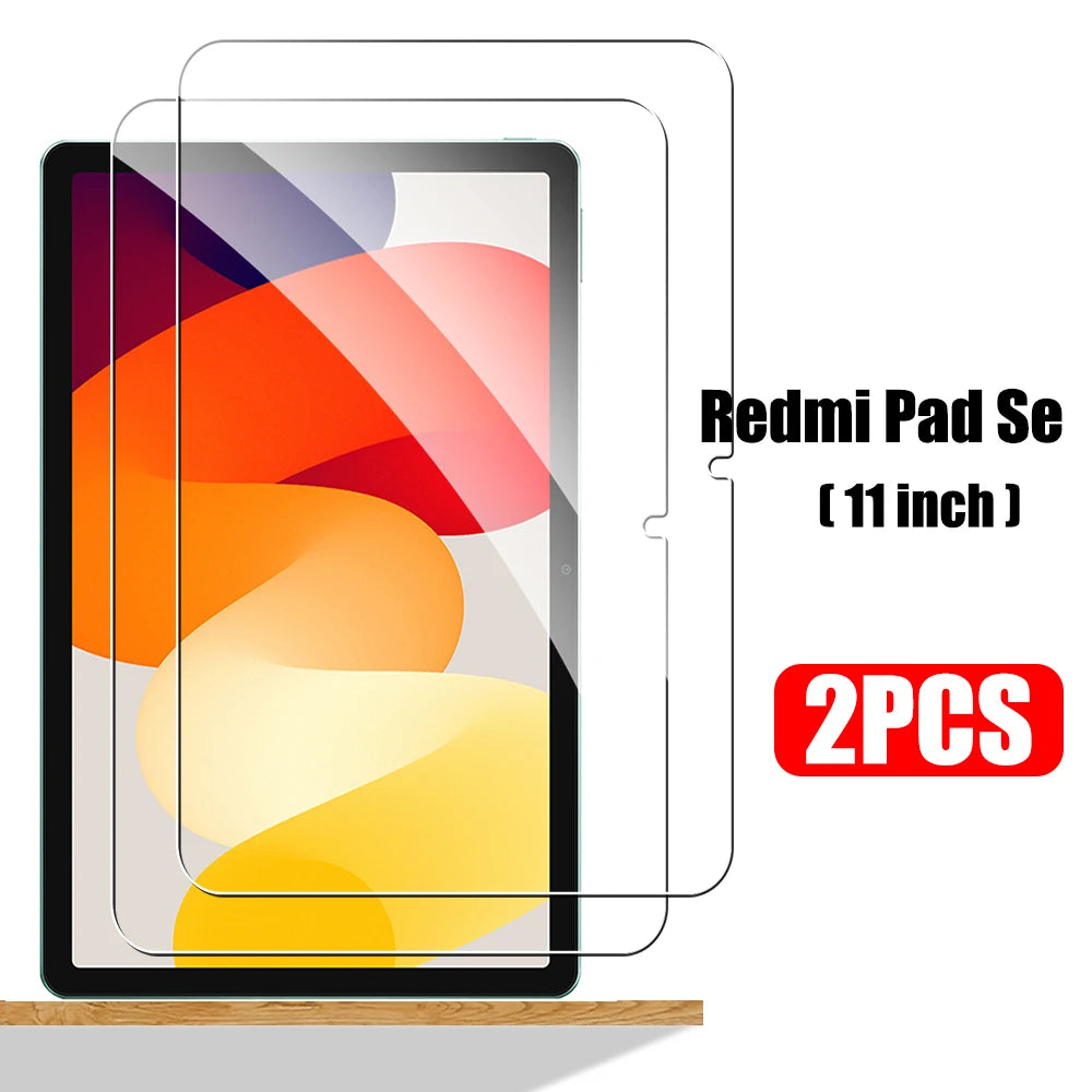 Two 11-inch tempered glass screen protectors for Redmi Pad SE by FanzyMarket, scratch-proof tablet protection for enhanced durability.