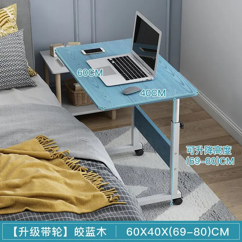 FanzyMarket adjustable wooden top laptop desk with metal frame, portable computer table, 60x40cm, height adjustable 69-80cm.