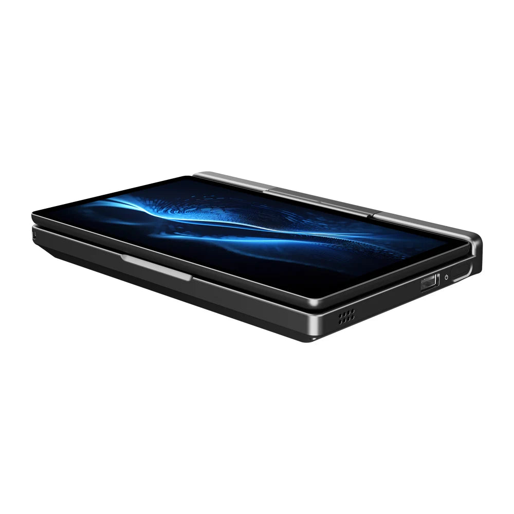 FanzyMarket handheld mini 7-inch touchscreen laptop with 16GB RAM, 512GB SSD, N300 CPU, running Windows 11.