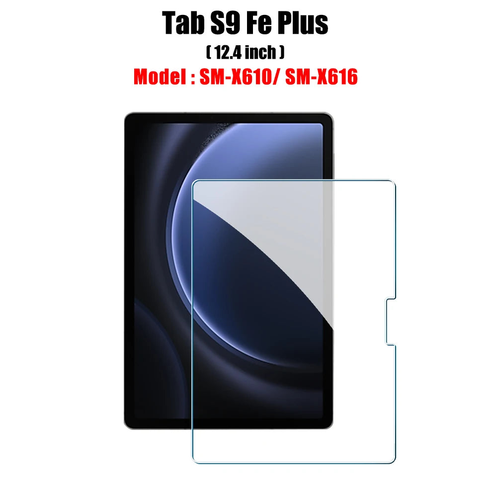 FanzyMarket tempered glass screen protector for Samsung Galaxy Tab S6 Lite, S7 FE, S8, S9 series, with clear, durable protection for tablets.
