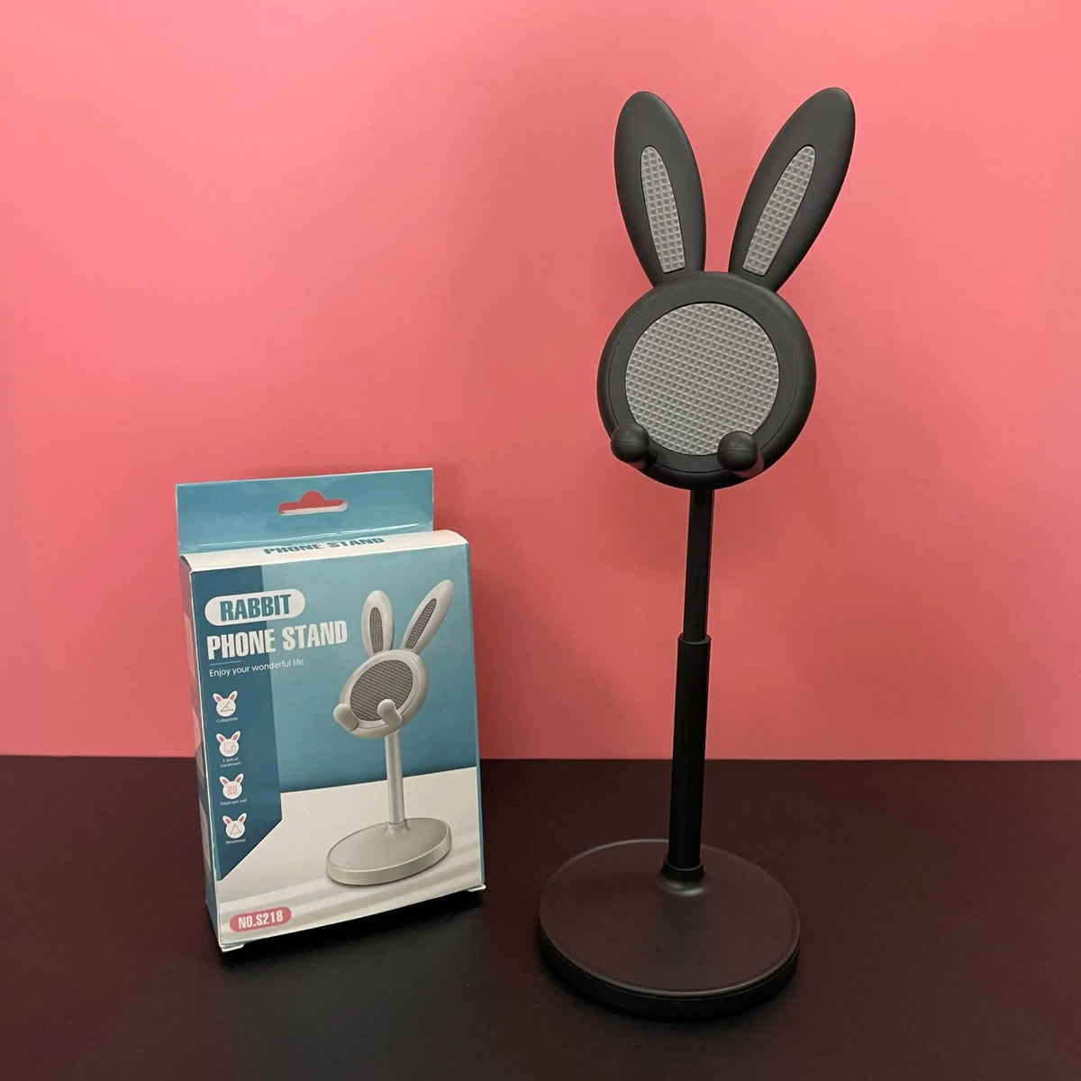 FanzyMarket cute cartoon bunny adjustable desktop stand for phones and tablets, versatile universal smartphone holder in white