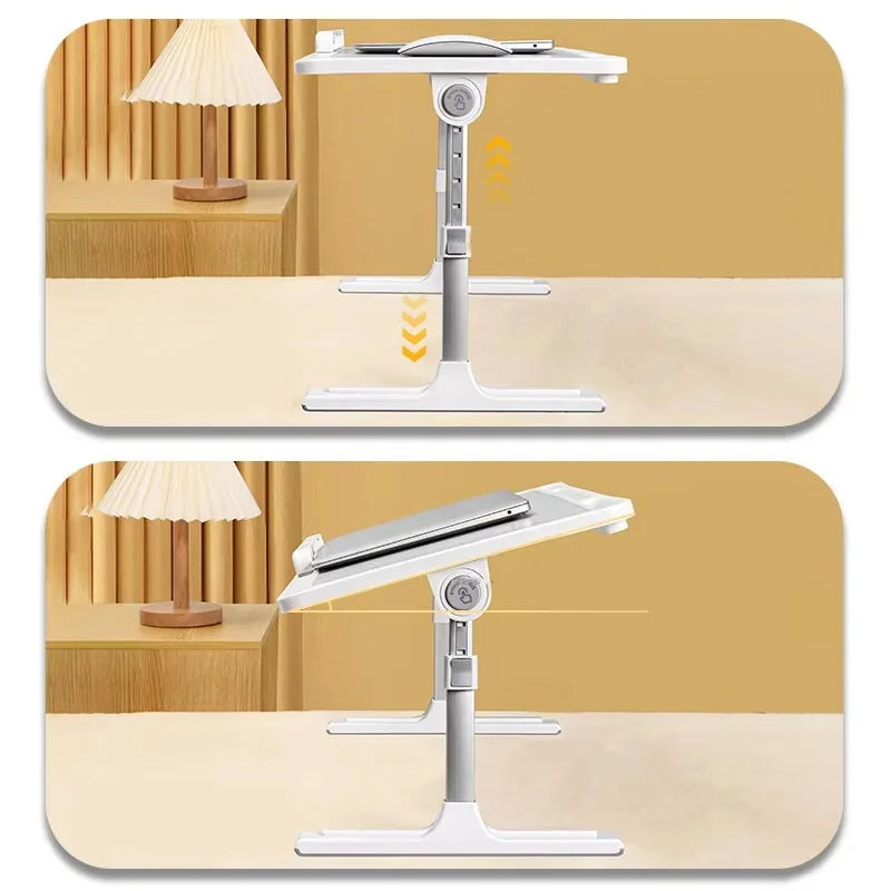 FanzyMarket portable mini laptop desk with clamp, compact bedside lap desk for work and study, suitable for laptops and tablets.