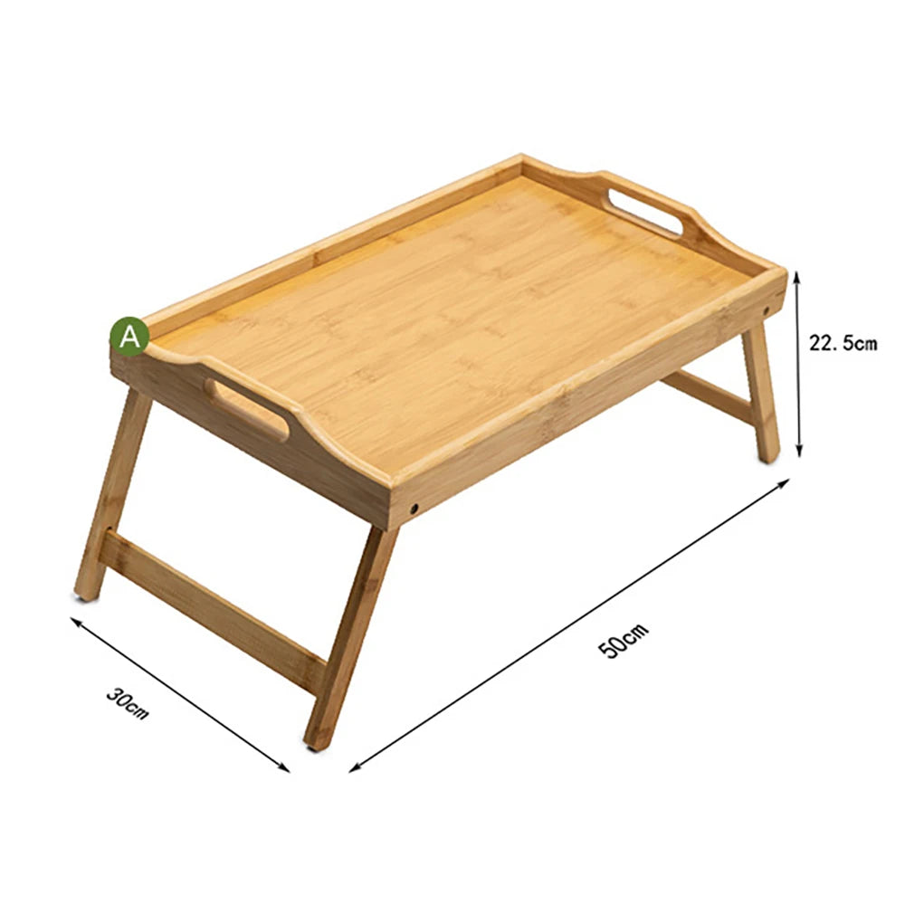 FanzyMarket bamboo lap desk with folding legs, portable bed tray and laptop stand, 50x30 cm, ideal for office and tech use.