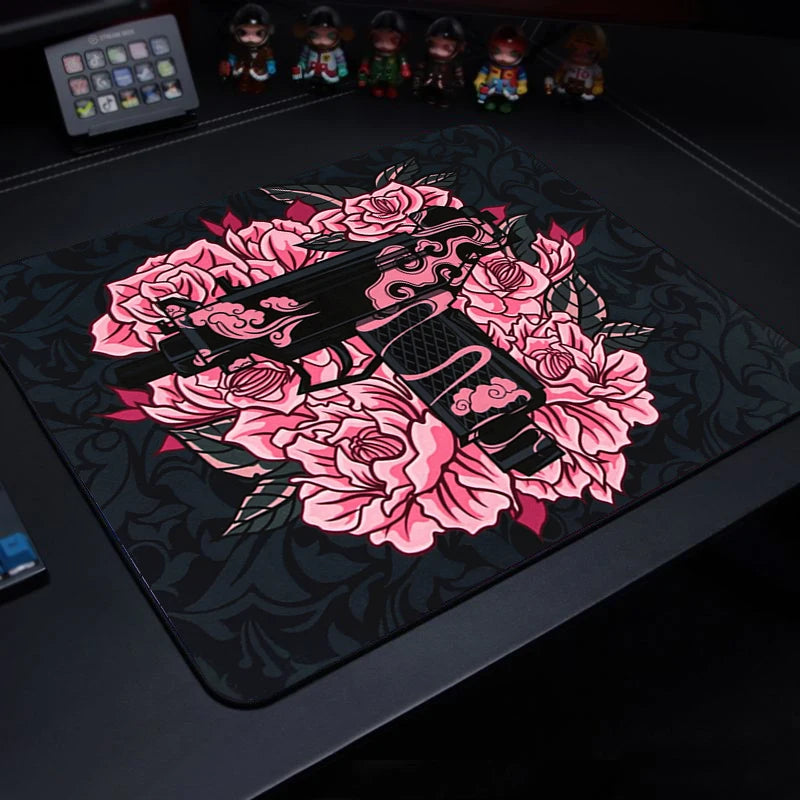 Cute tiger-themed gaming mouse pad from FanzyMarket with wrist rest, anti-slip rubber base, ideal for laptops and keyboards.