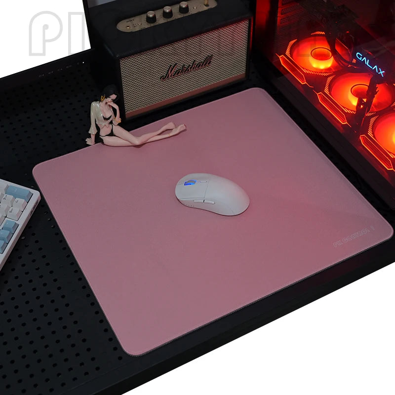 FanzyMarket professional gaming mouse pad with stitched edges, natural rubber anti-slip surface, red speed and control desk mat.