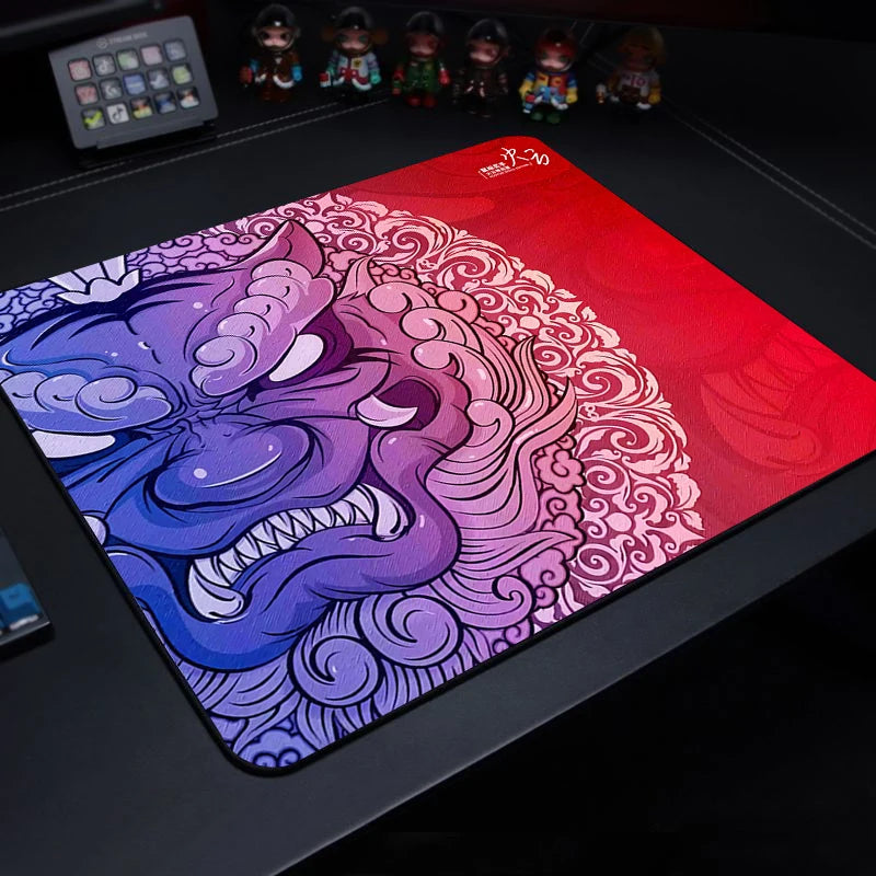 Cute tiger gaming mouse pad with wrist rest, non-slip rubber base, anime cartoon design, ideal for office and gaming setups.