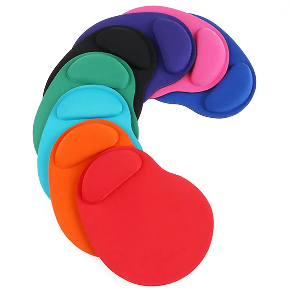 Red ergonomic wrist rest mouse pad with non-slip base, 9.1 x 7.1 inches, designed for PC and laptop office use by FanzyMarket.