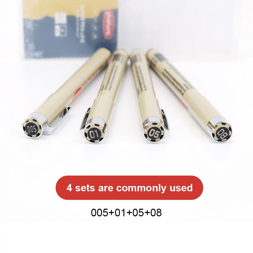 12-pack FanzyMarket pigment liner ink pens with needle and hook tips, ideal for manga drawing, sketching, and illustration.