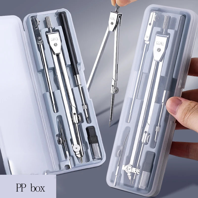 FanzyMarket metal drawing compass set for students with exam-grade precision, includes replacement leads, available in 2, 4, or 5-piece sets.