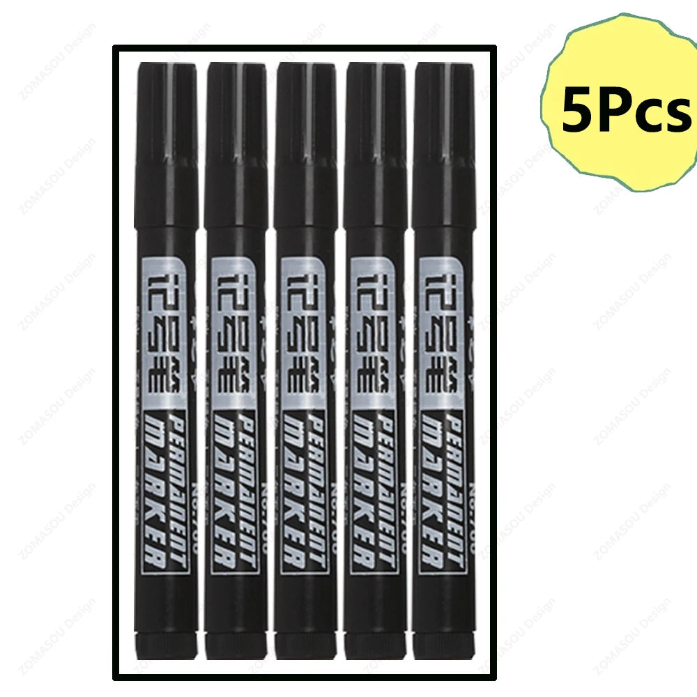 FanzyMarket waterproof oil-based permanent marker pens in black, blue, and red for metal, glass, and paper, quick-dry, bulk pack of 50.