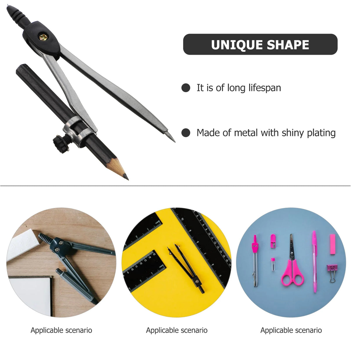 FanzyMarket metal drafting compass with pencil and case, ideal for geometry drawing, students, and artists in office and tech supplies.