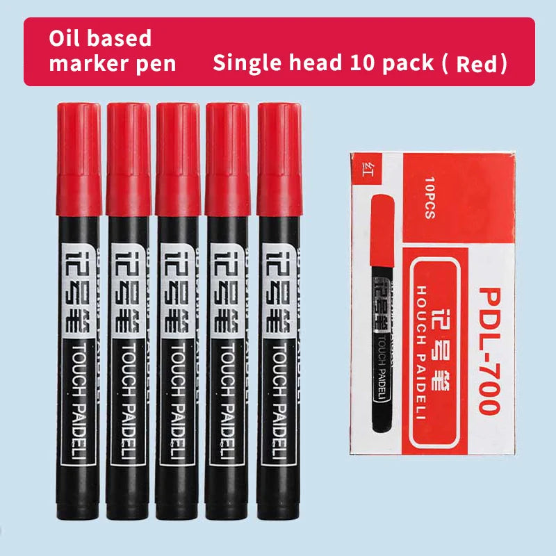 Set of 10 FanzyMarket large tip black non-erasable permanent marker pens for labeling, notation, and crafts.