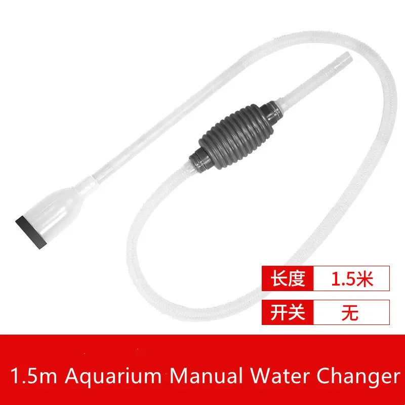 FanzyMarket handheld aquarium siphon vacuum pump, 1.5m fish tank water changer and gravel cleaner for small pet aquariums.