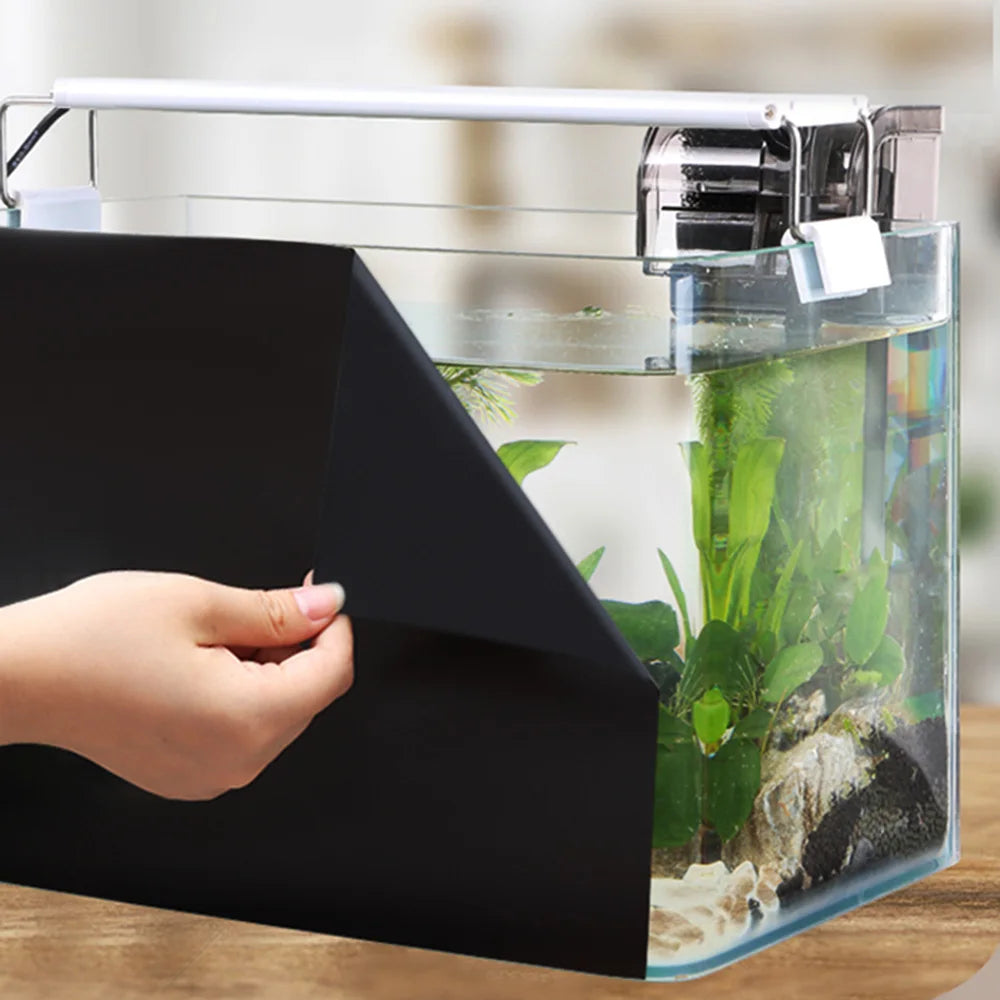 Black static cling fish tank background sticker for aquariums, available in 30, 40, and 50 cm, by FanzyMarket.