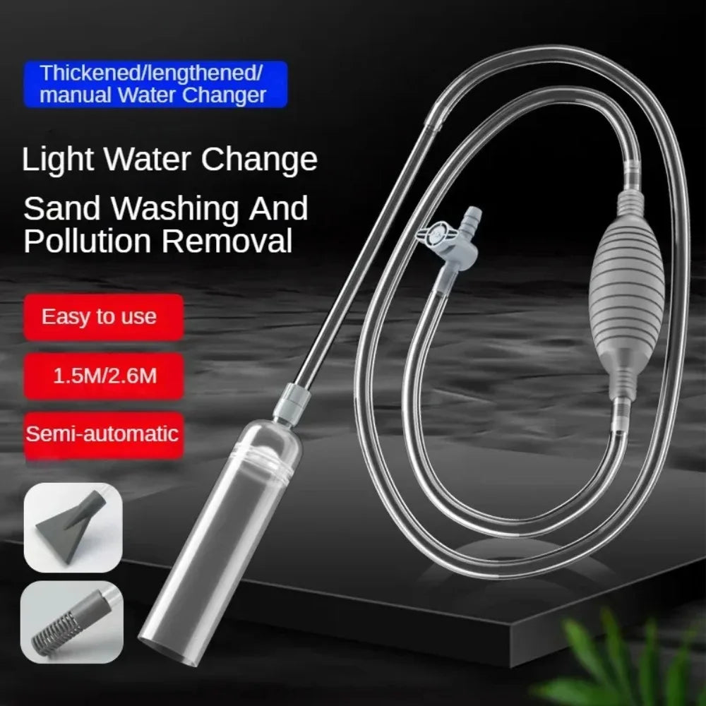 Gray Aquarium Siphon Gravel Vacuum from FanzyMarket showing semi-automatic pump for water changing in fish tanks.