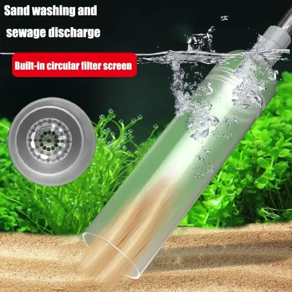 FanzyMarket Aquarium Siphon Gravel Vacuum for fish tanks, semi-automatic water changer and gravel cleaner in gray, 1.5m length.