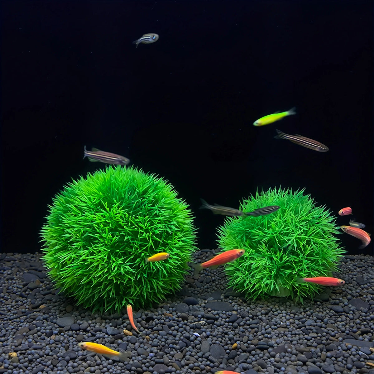 Faux aquarium grass ball by FanzyMarket, fade-resistant artificial water plant for fish tank decor in pet supplies.