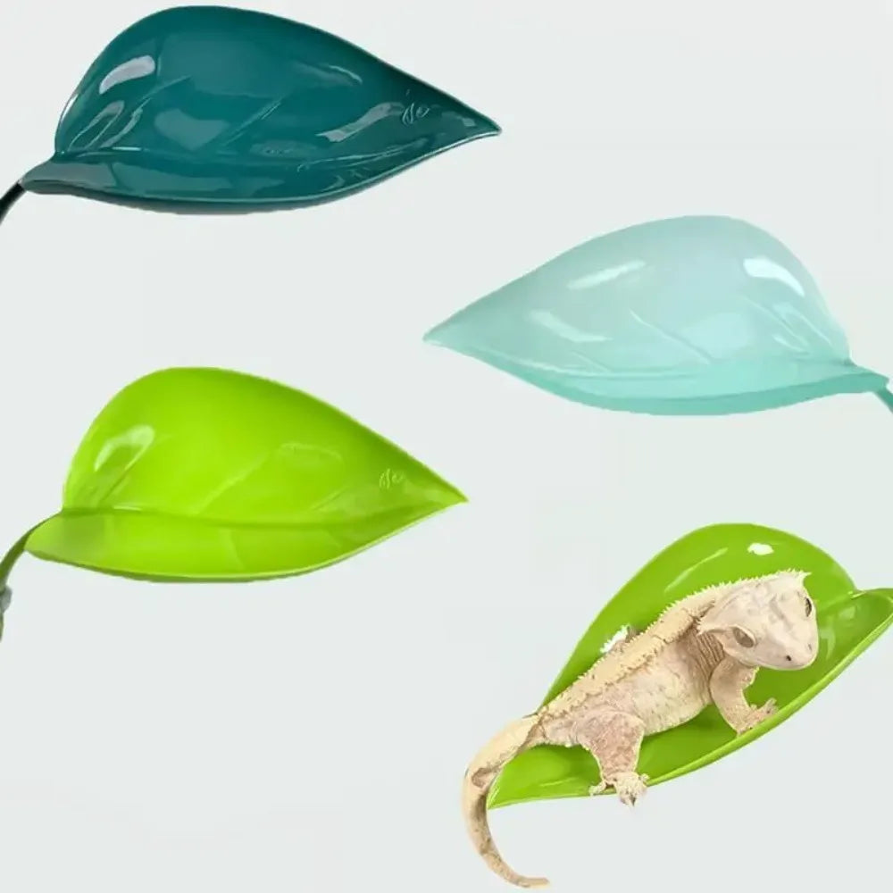 FanzyMarket frog habitat leaf with suction cups, reptile basking and resting terrace, simulated leaf for geckos in aquarium.