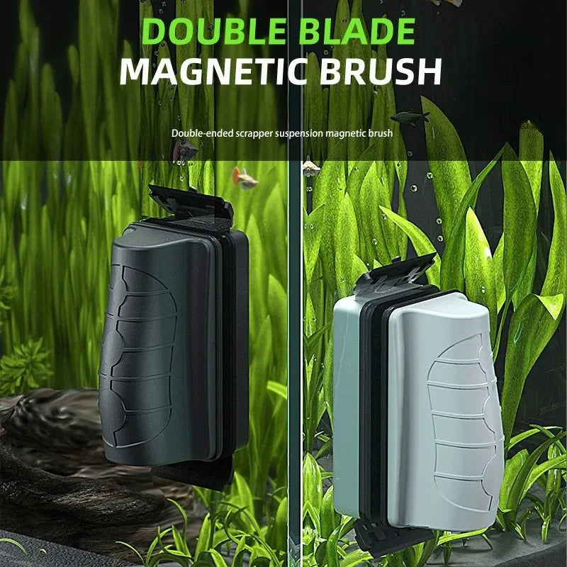 FanzyMarket magnetic aquarium algae scraper brush with carbon fiber blade, floats for cleaning 12-20 inch glass tanks.