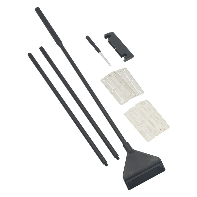 FanzyMarket aquarium algae scraper with aluminum and stainless steel blades, extendable to 110 cm for cleaning fish tanks.
