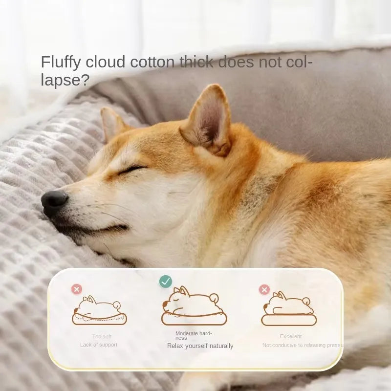 FanzyMarket plush non-slip pet bed for dogs and cats, winter warm, removable, washable kennel cushion with cozy padding.