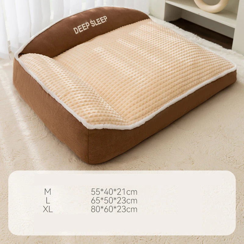 FanzyMarket plush non-slip pet bed with winter warmth, removable washable cover, suitable for dogs and cats.