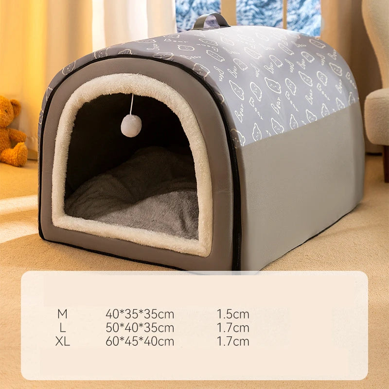 FanzyMarket self-warming pet bed cozy cave for cats and small to medium dogs, indoor sleeping tent nest with soft, insulated interior.