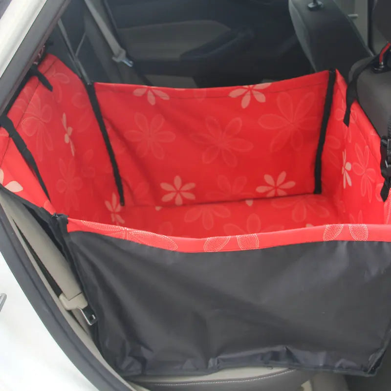 Beige pet car seat cover hammock for dogs and cats, waterproof rear bench protector, 60x35x53 cm, by FanzyMarket.
