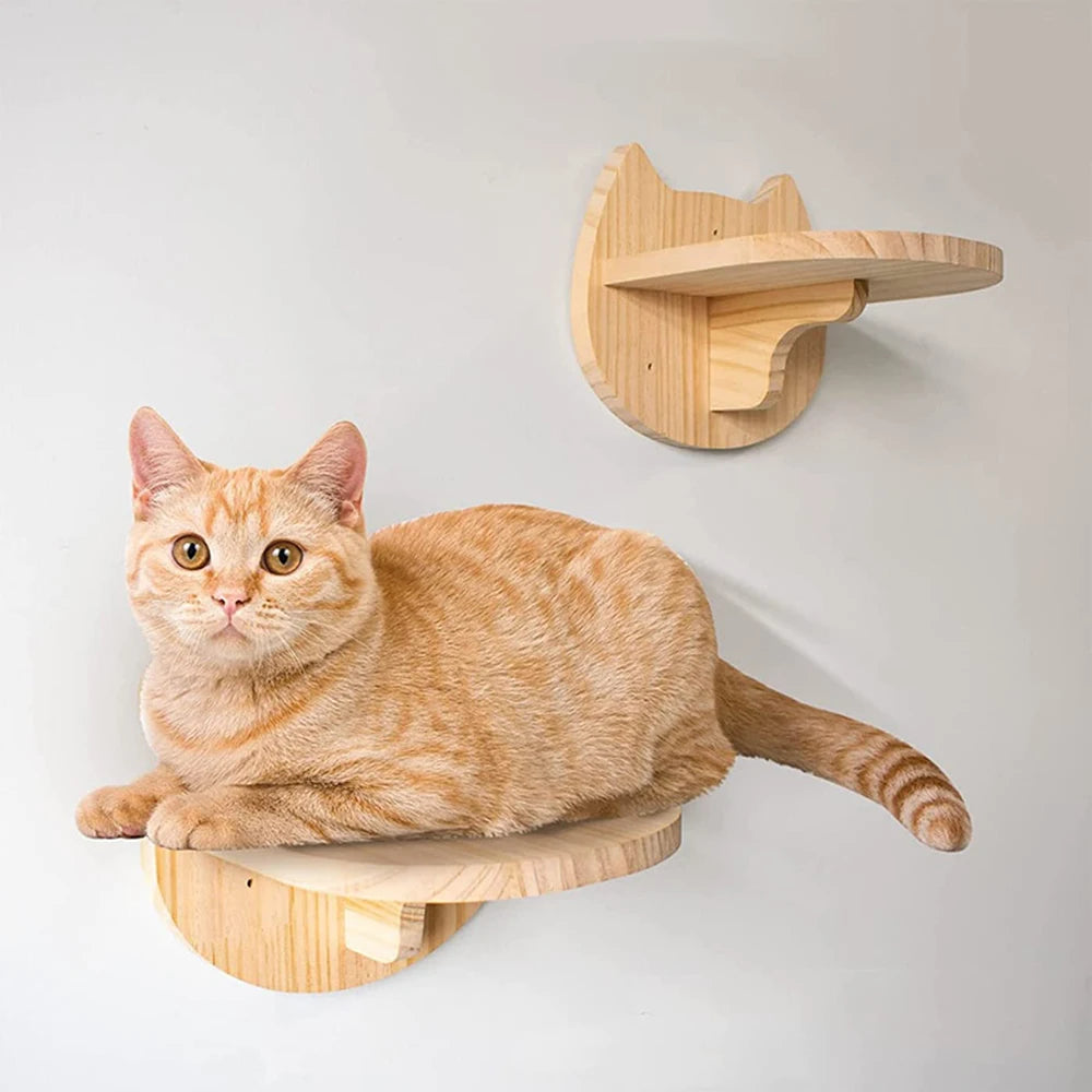 FanzyMarket wall-mounted cat climbing shelves with steps, scratching post, and hideaway bed for climbing and resting.