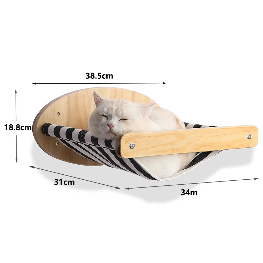 FanzyMarket wall-mounted cat climbing shelves with steps, scratching post, and cozy hideaway bed for feline play and rest.